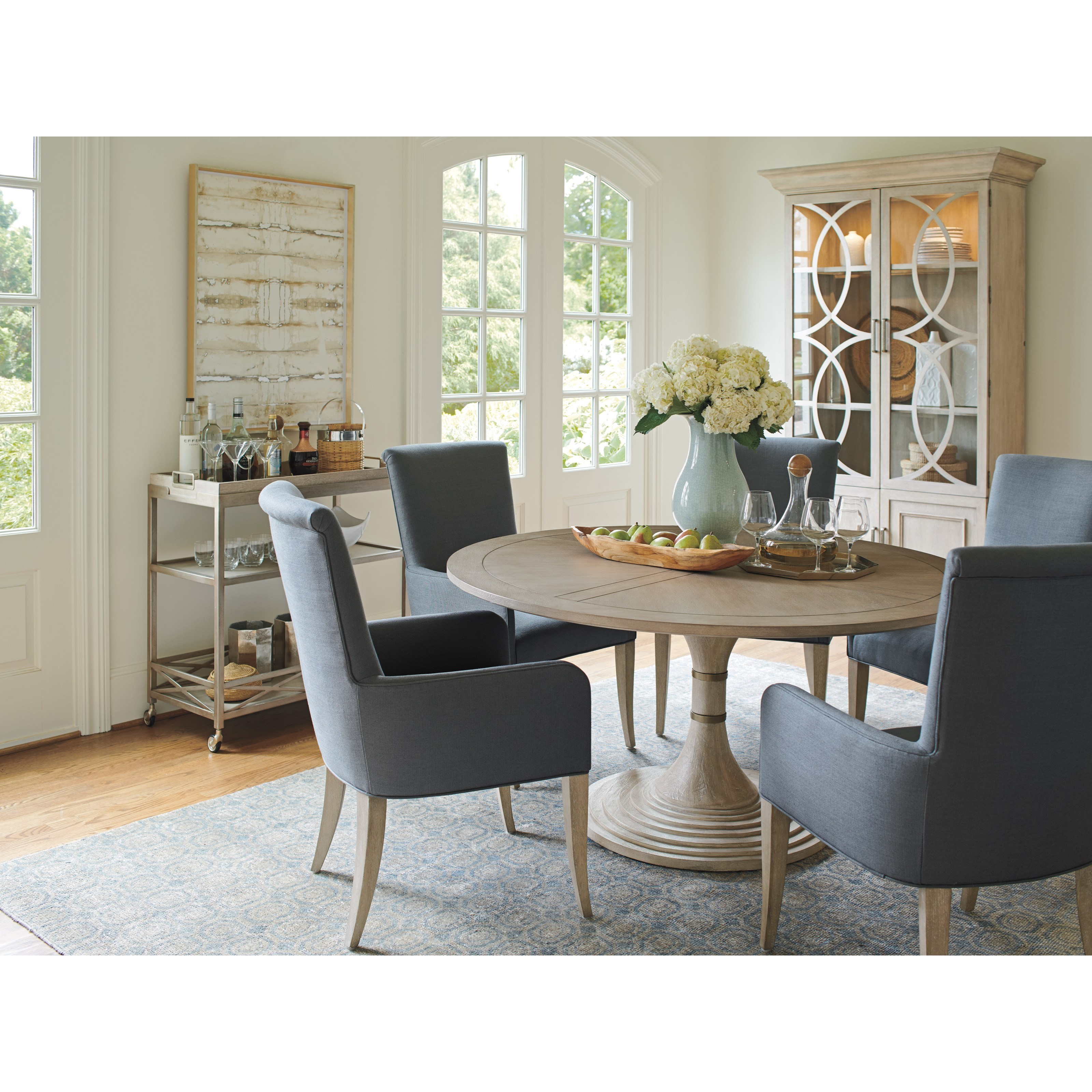 Barclay expandable round online dining pedestal table